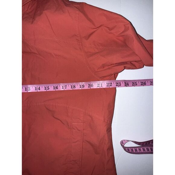 Vintage LL Bean Rain Jacket Hood Coral Orange Weather Channel Nylon Women Medium - Picture 14 of 16
